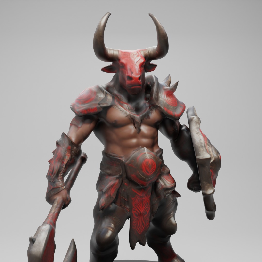 Minotaur Warrior Stylized Character for Games  Animation Low-poly 3D model_3