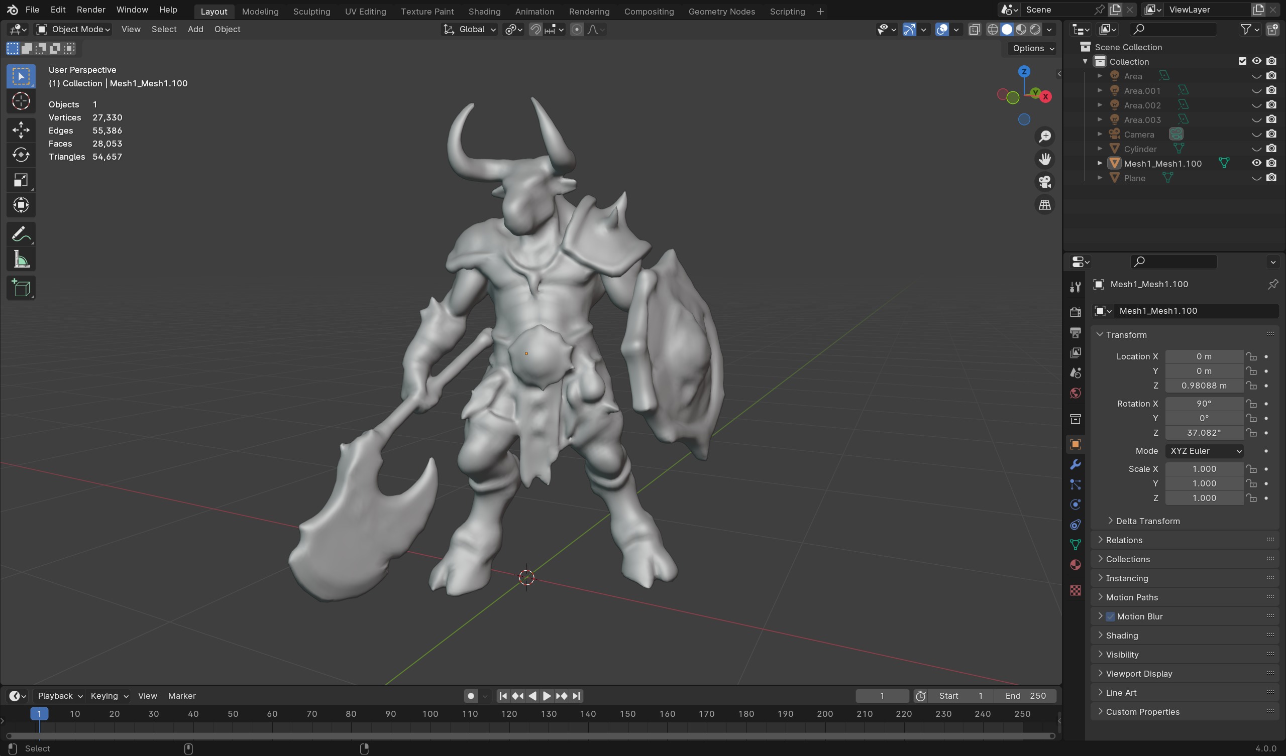 Minotaur Warrior Stylized Character for Games  Animation Low-poly 3D model_6