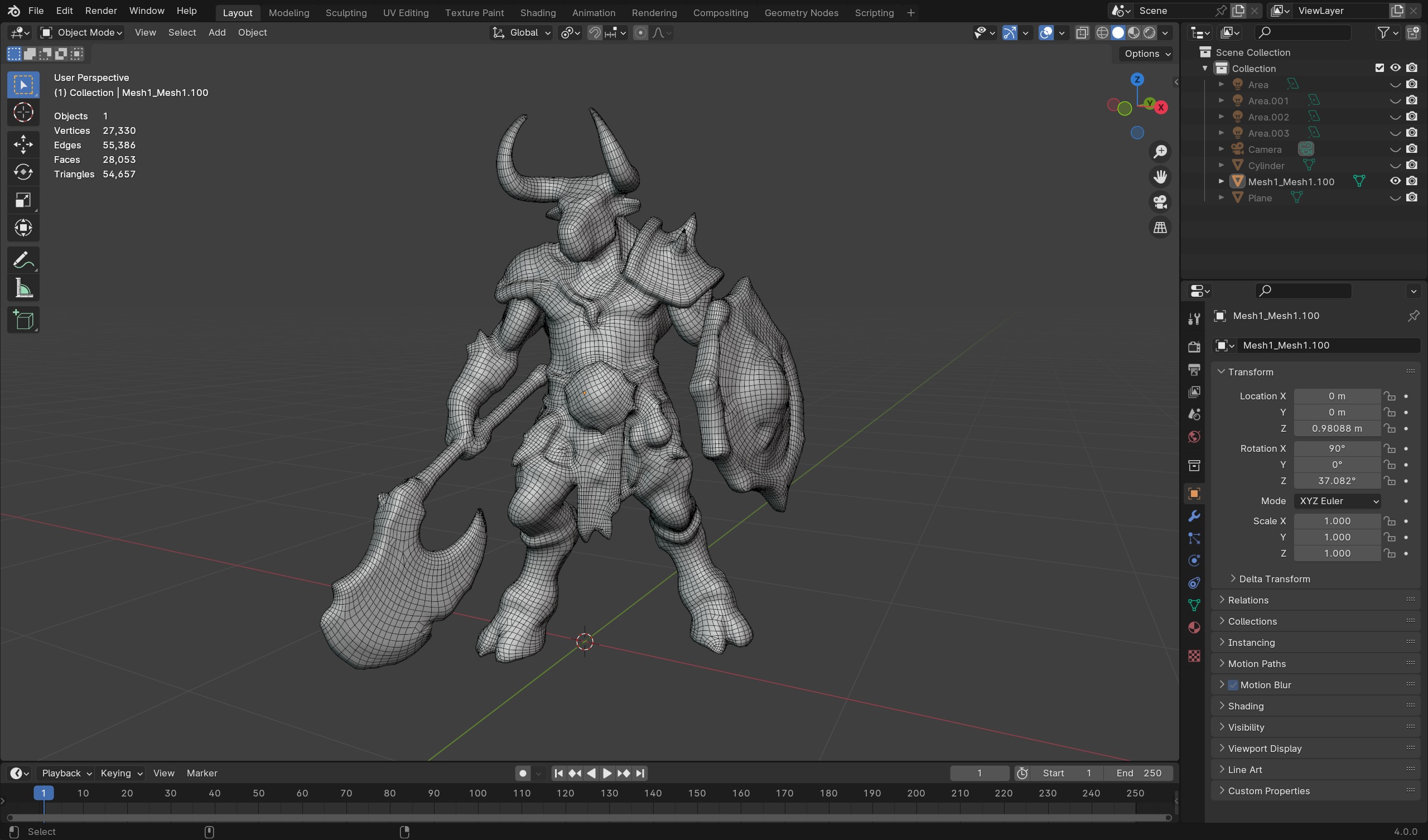 Minotaur Warrior Stylized Character for Games  Animation Low-poly 3D model_7