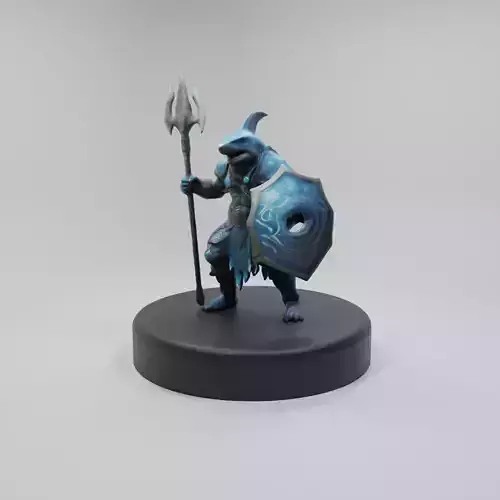 Aquatic Shark Warrior 3D Model A Mythical Underwater Defender