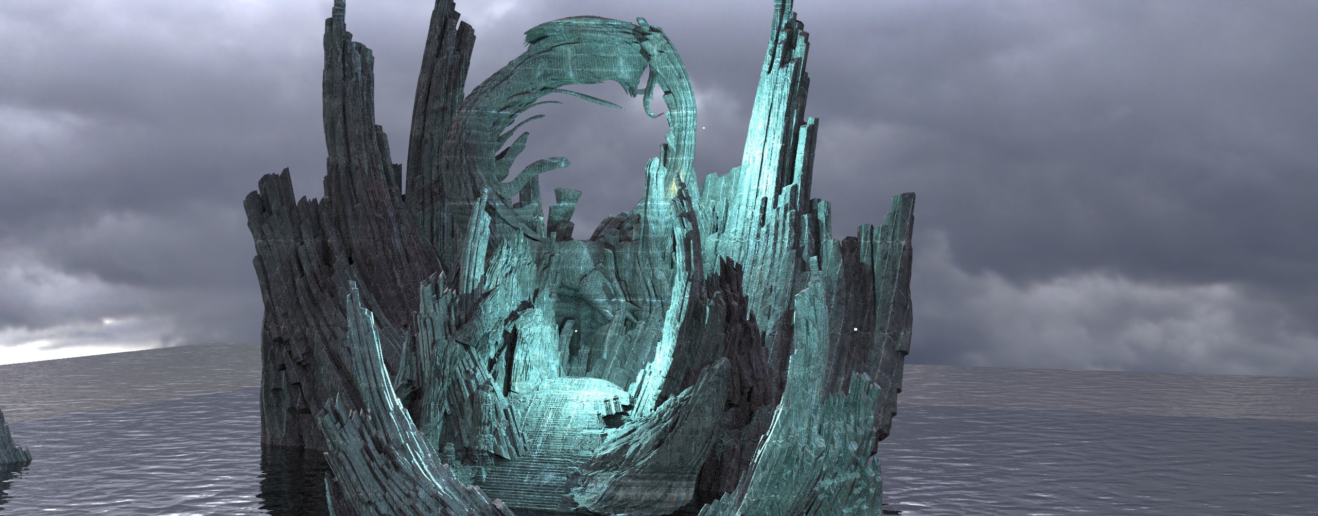 Man of steel  crystal serpents cliff 3D model_1