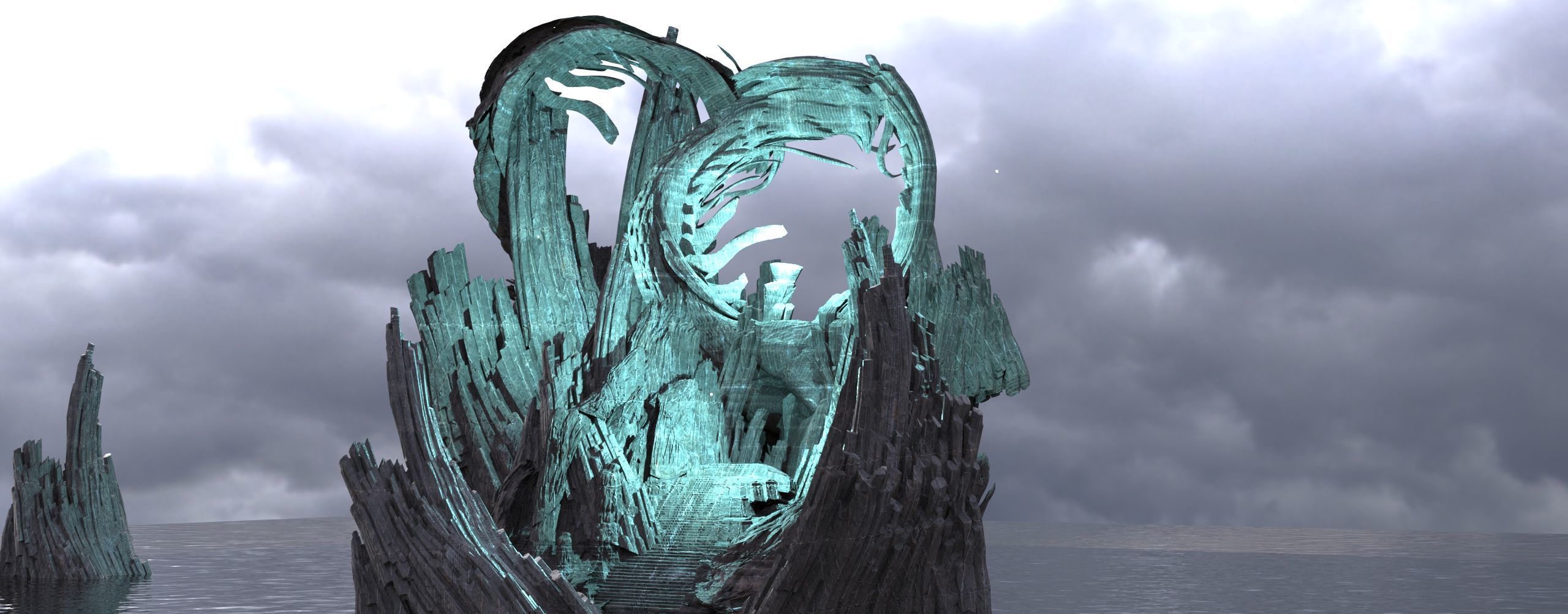 Man of steel crystal serpents rock arches 3D model_1