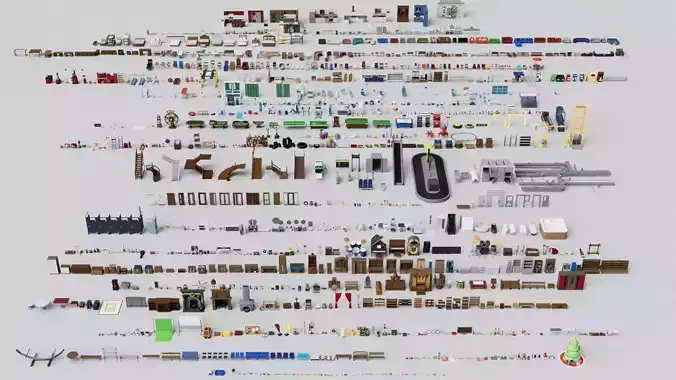 2000 Interior Realistic Furniture Mega Pack Collection