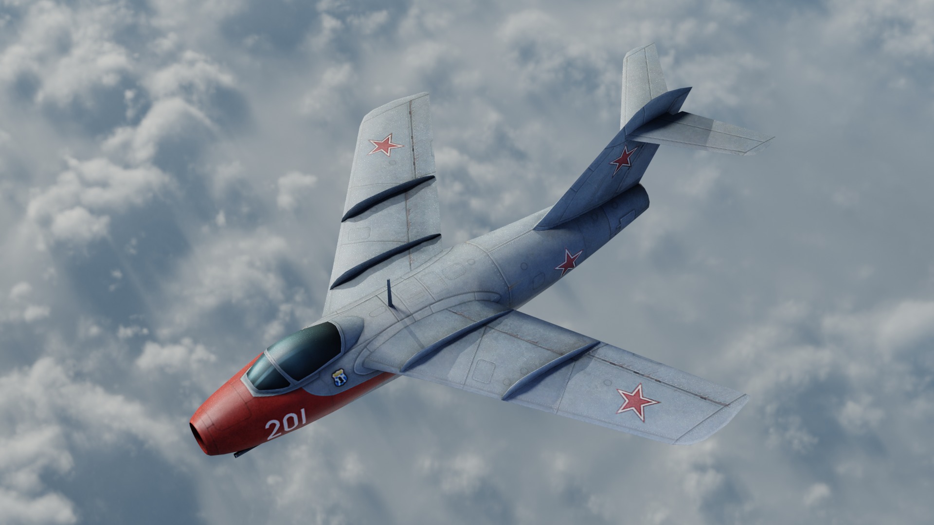 The Lavochkin La-15 Hand painted game model Low-poly 3D model Low-poly 3D model_1