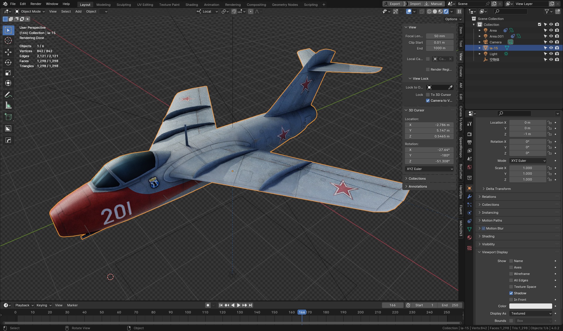 The Lavochkin La-15 Hand painted game model Low-poly 3D model Low-poly 3D model_16