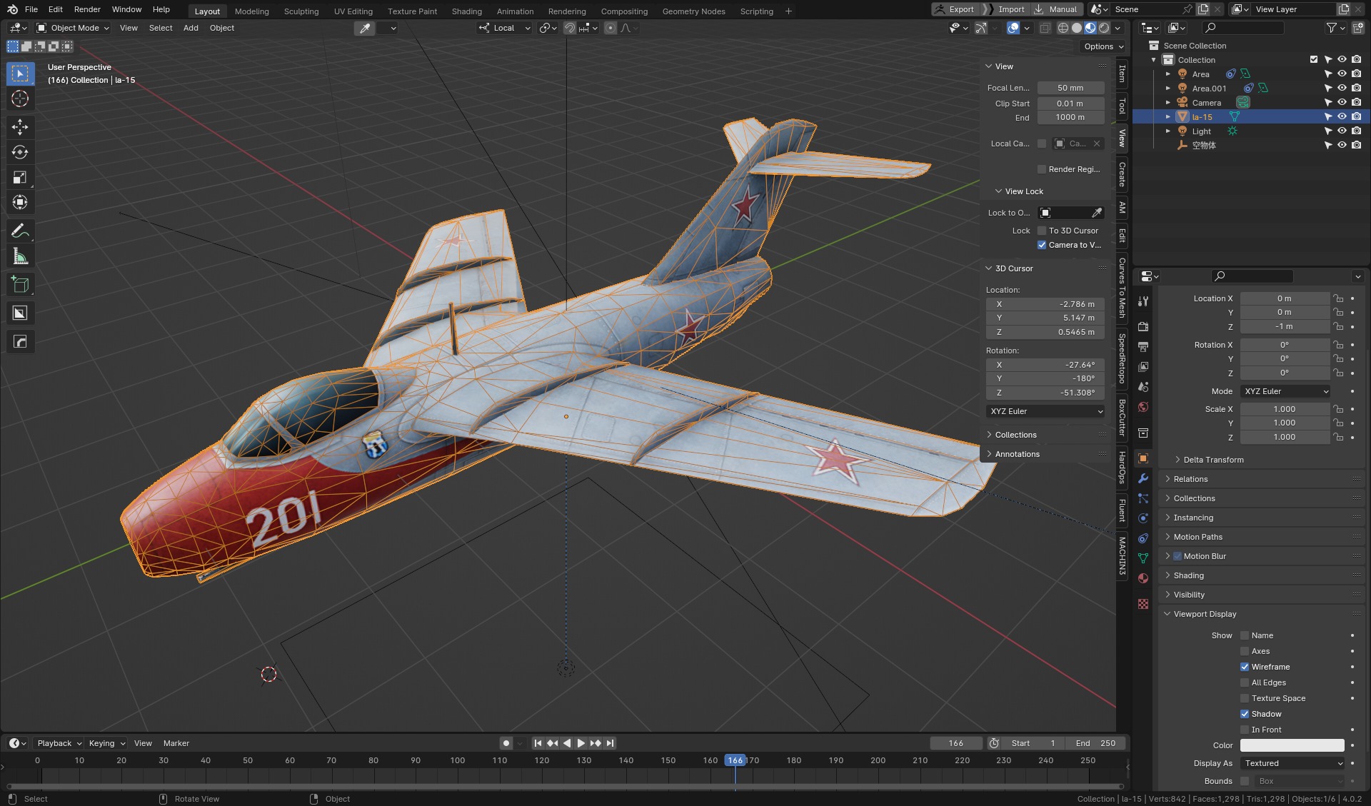 The Lavochkin La-15 Hand painted game model Low-poly 3D model Low-poly 3D model_6
