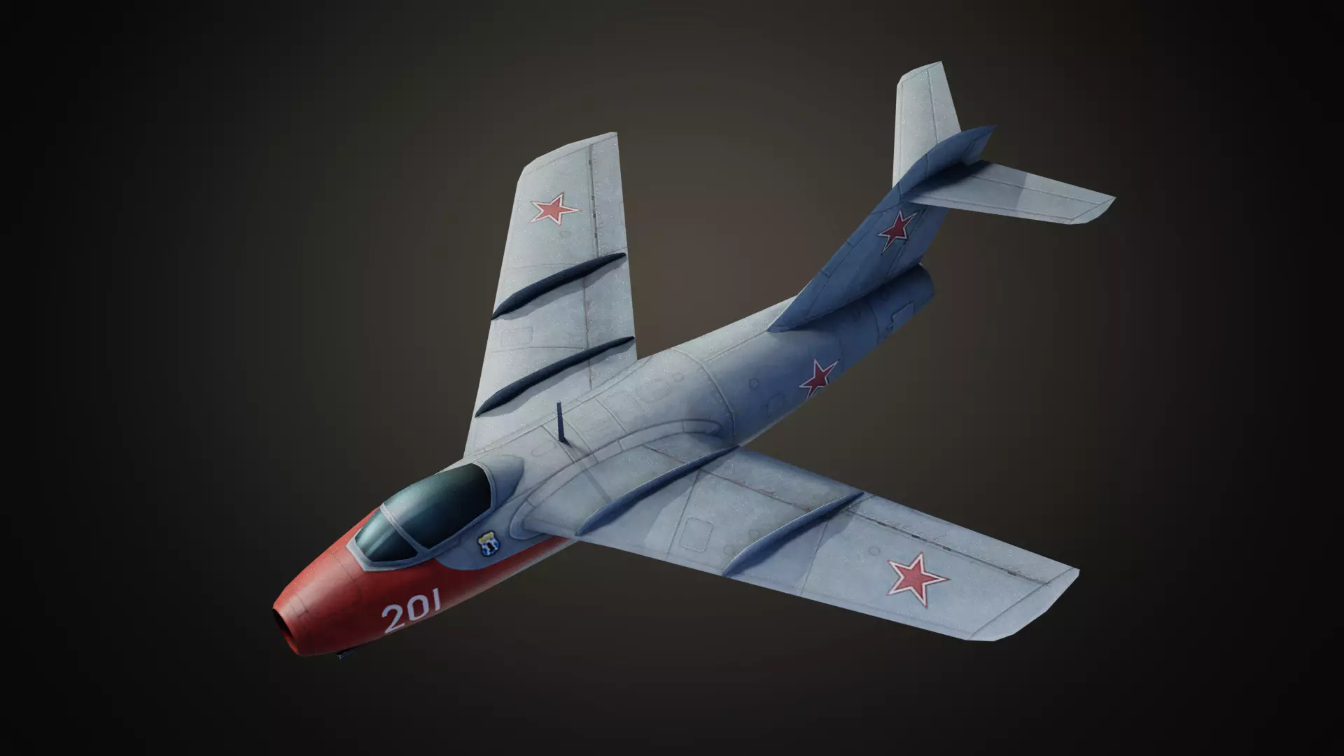 The Lavochkin La-15 Hand painted game model Low-poly 3D model Low-poly 3D model_0