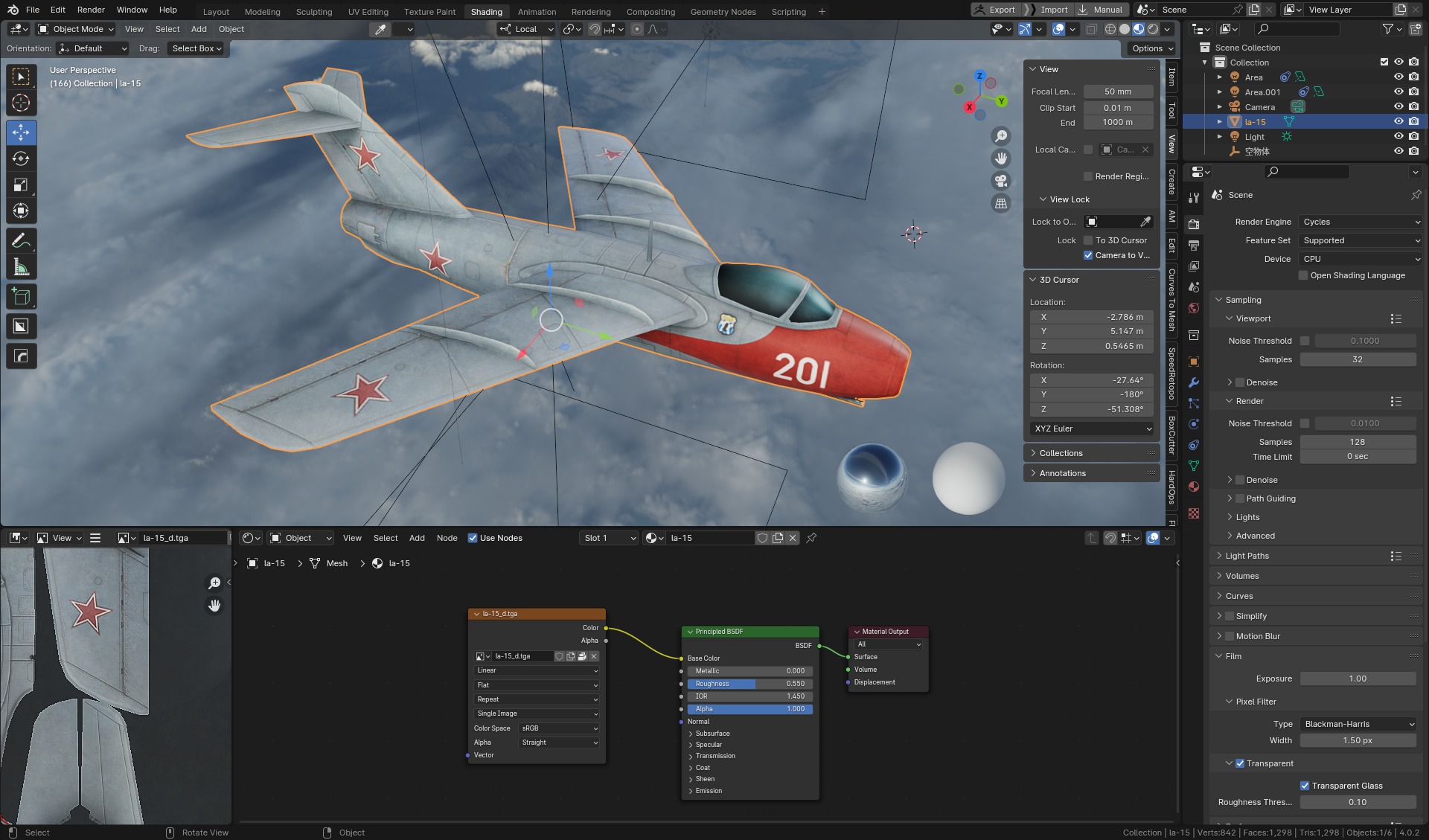 The Lavochkin La-15 Hand painted game model Low-poly 3D model Low-poly 3D model_4