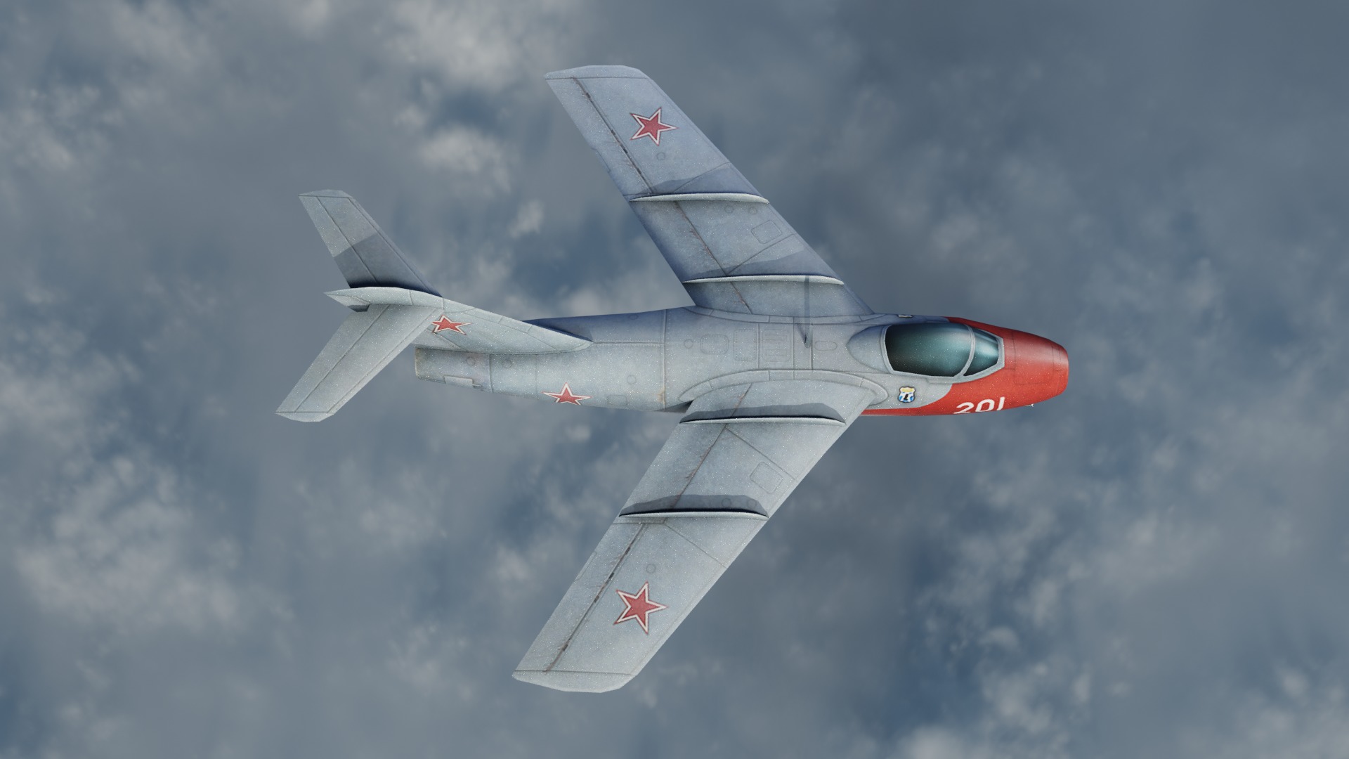 The Lavochkin La-15 Hand painted game model Low-poly 3D model Low-poly 3D model_3