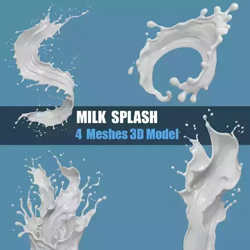 Splash of Milk 4 Meshes 3D Model Collection