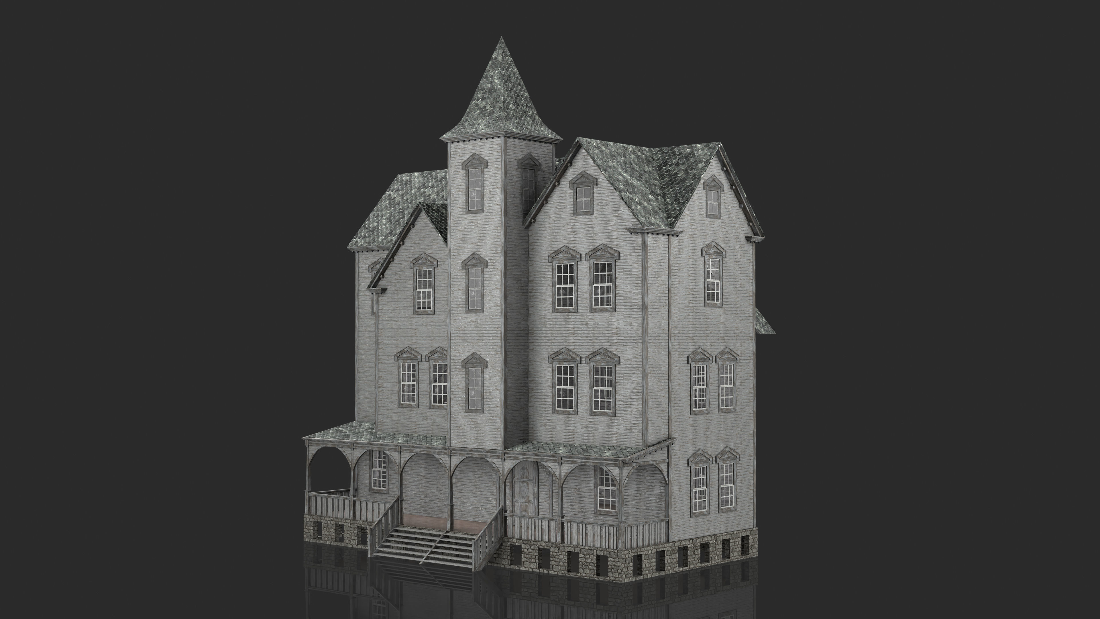 Old Abandoned House 4 3D model_4