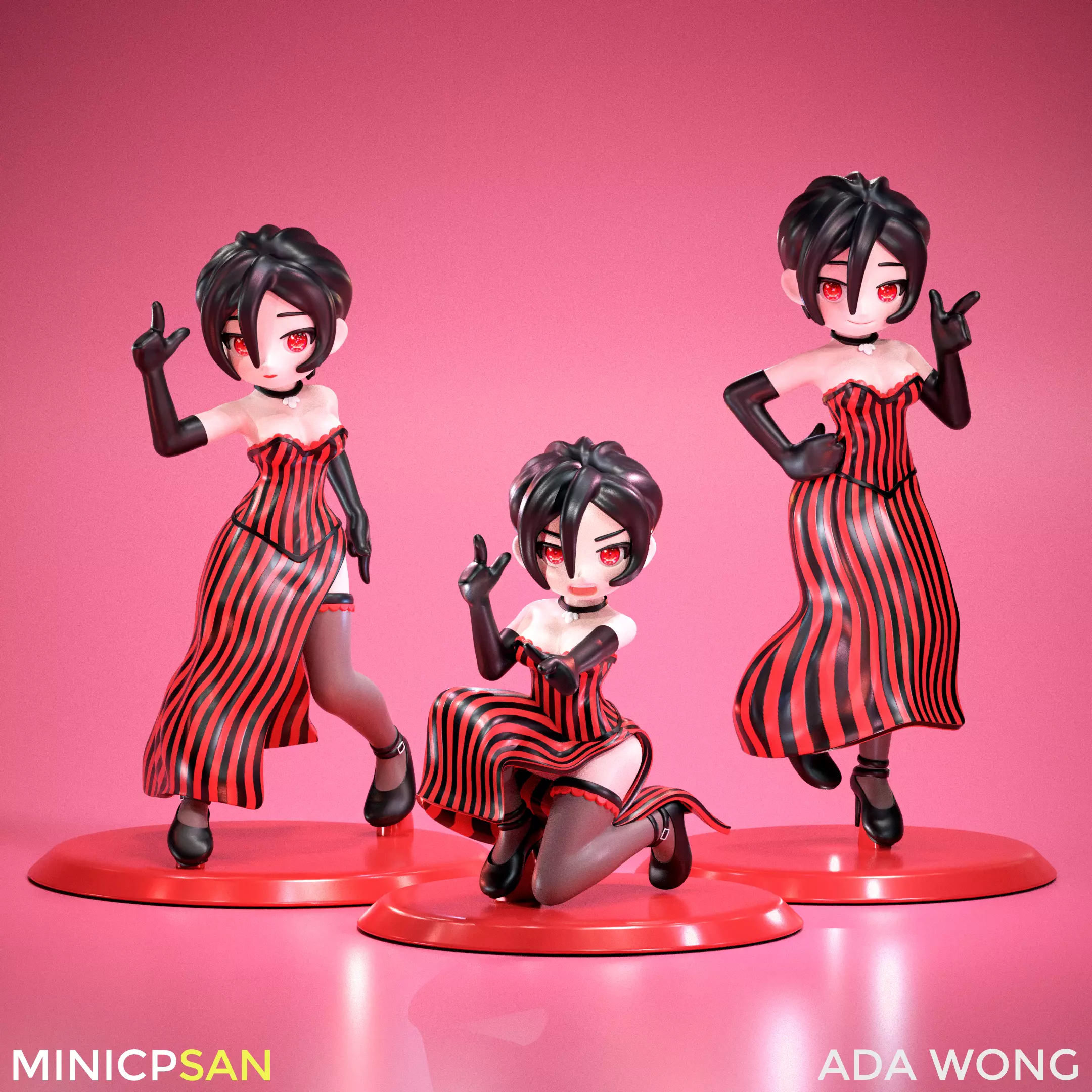 3in1 Mini Ada Wong Dress Outfit Bundle - Resident Evil Figure 3D model 3D printable | CGTrader 3in1 Mini Ada Wong Dress Outfit Bundle - Resident Evil Figure 3D model 3D printable | CGTrader