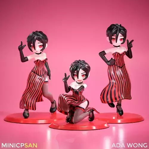 3in1 Mini Ada Wong Dress Outfit Bundle - Resident Evil Figure 3D print model