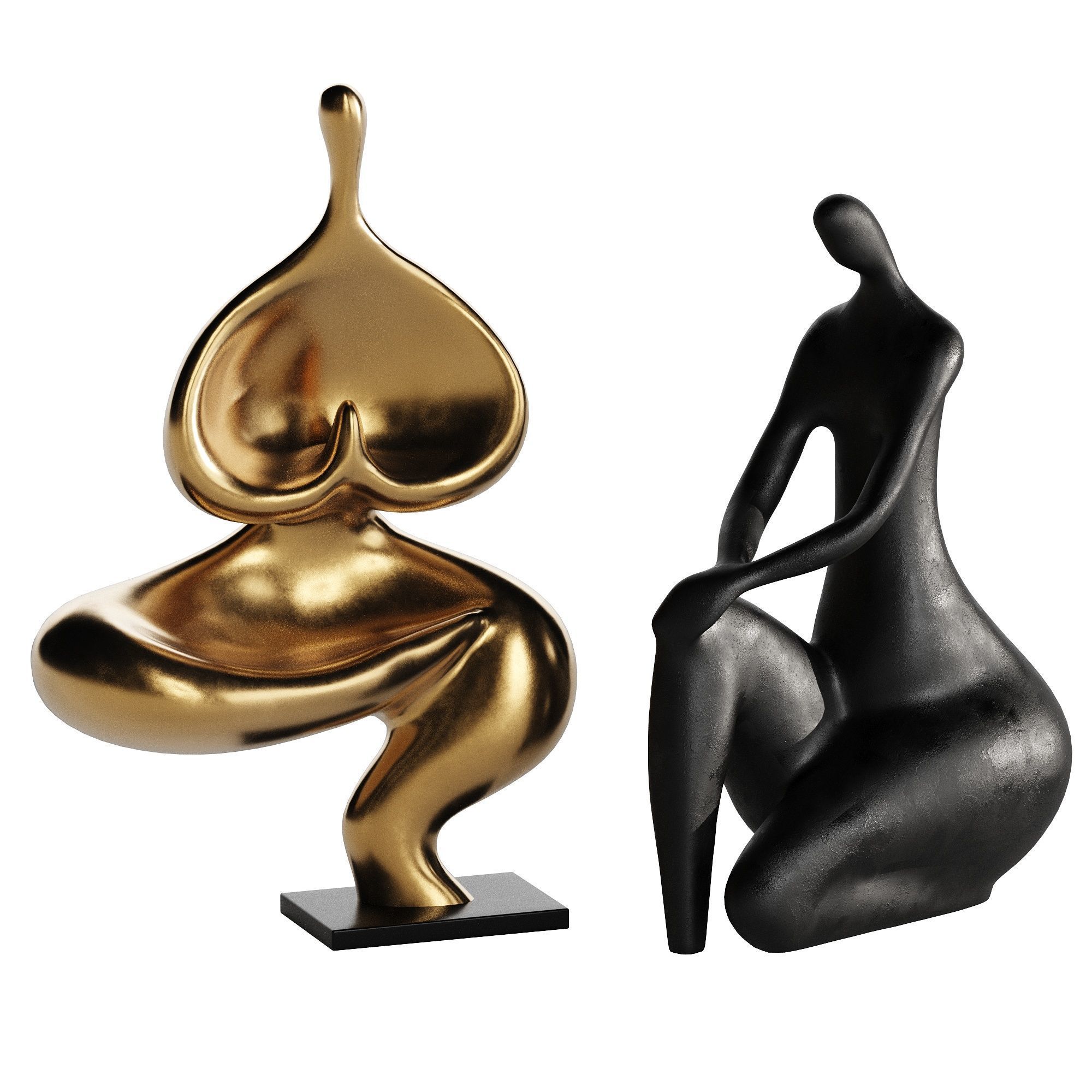 Decorative Abstract Sculpture Yoga Ladies 3D model_2