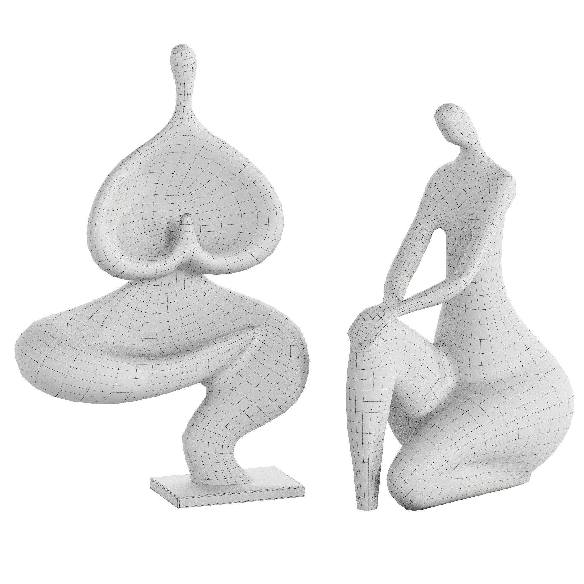 Decorative Abstract Sculpture Yoga Ladies 3D model_3