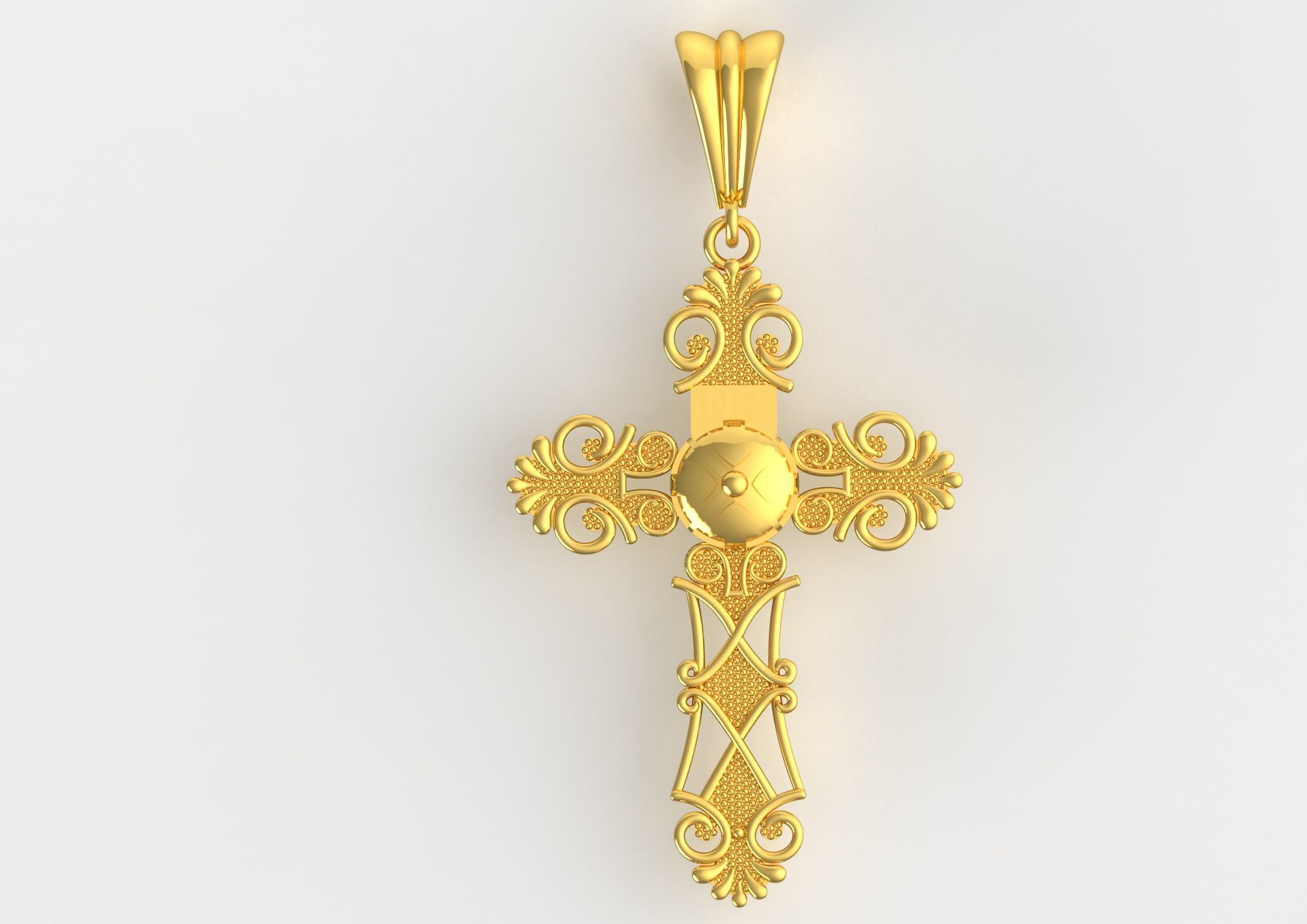 Gold cross pendant gp0405 3D print model_3