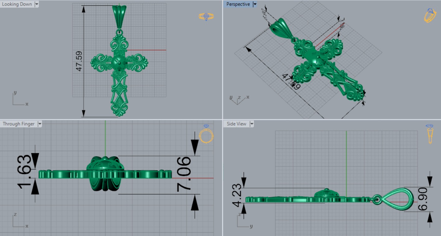 Gold cross pendant gp0405 3D print model_11