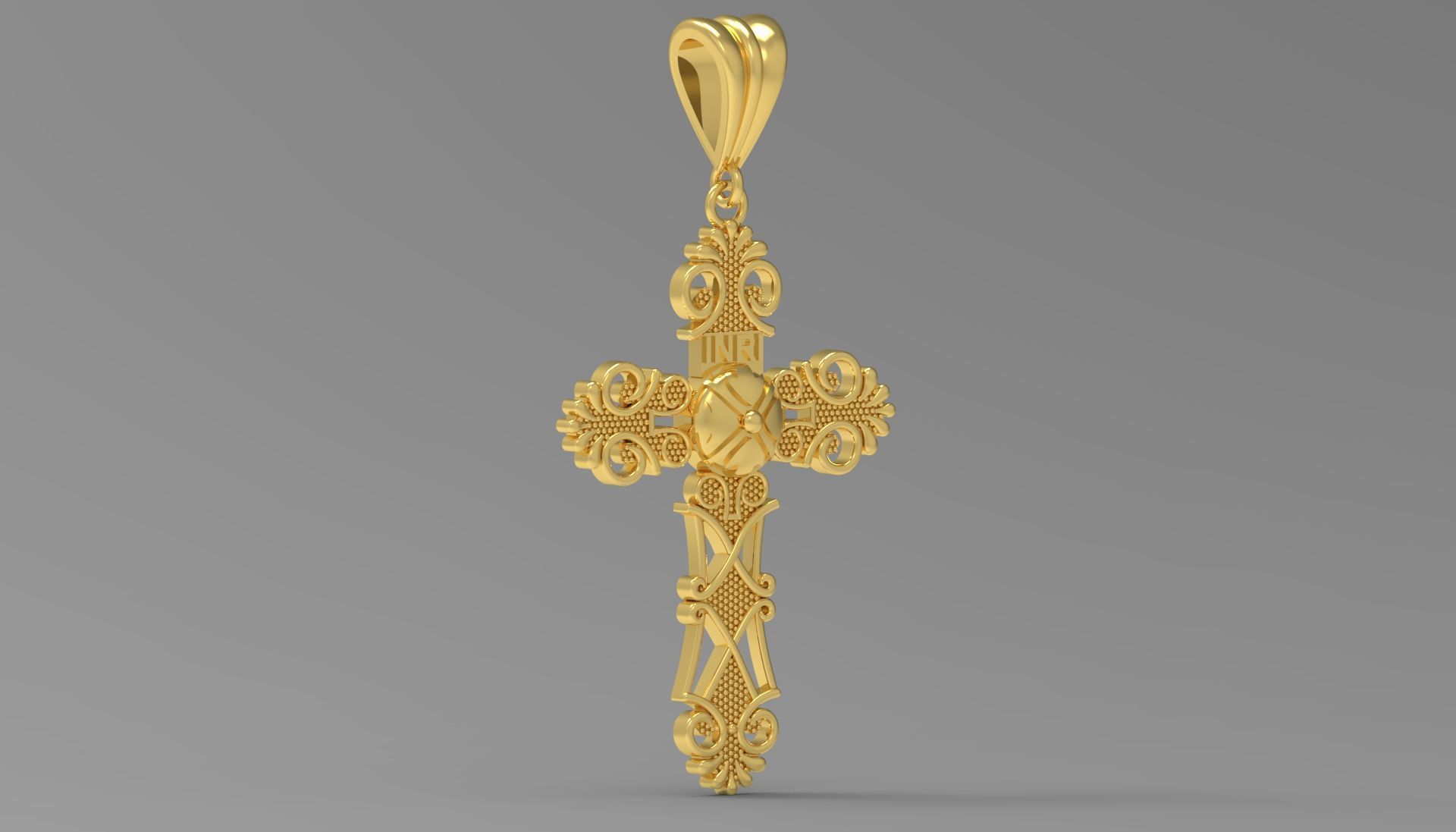Gold cross pendant gp0405 3D print model_19