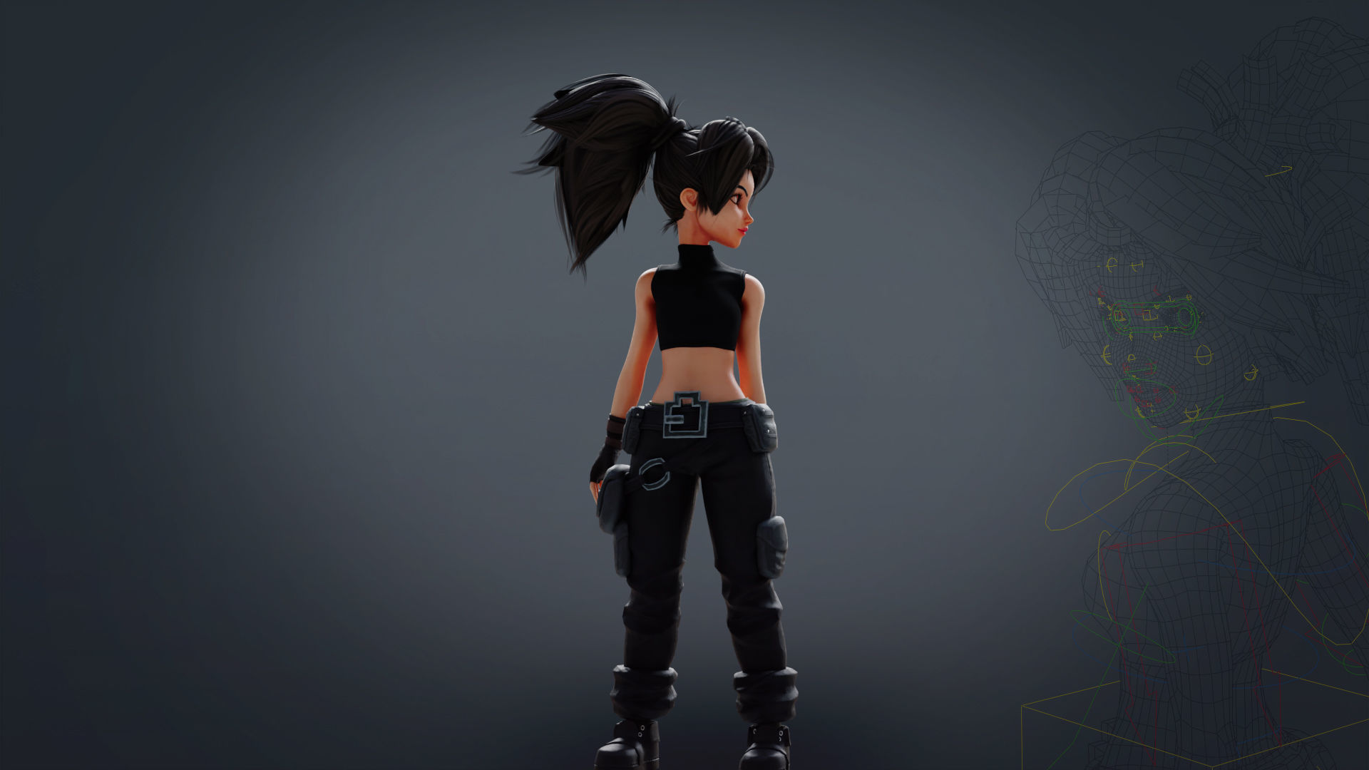 Fantasy Engineer 3D Female Character Model Low-poly 3D model_5