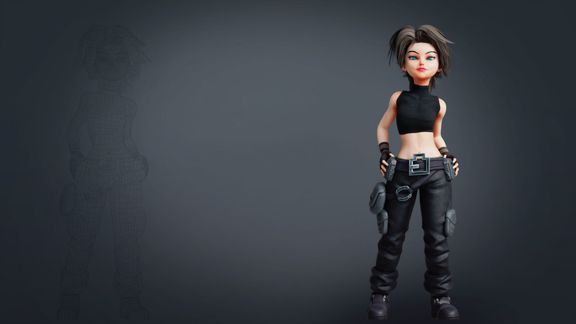 Fantasy Engineer 3D Female Character Model Low-poly 3D model_2