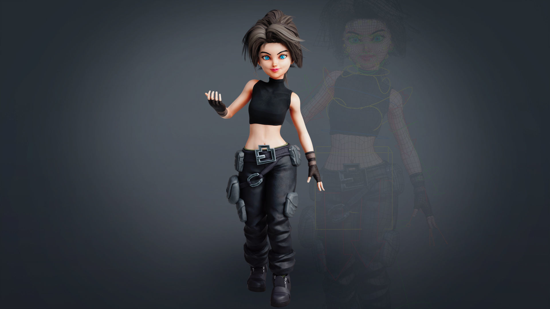 Fantasy Engineer 3D Female Character Model Low-poly 3D model_6