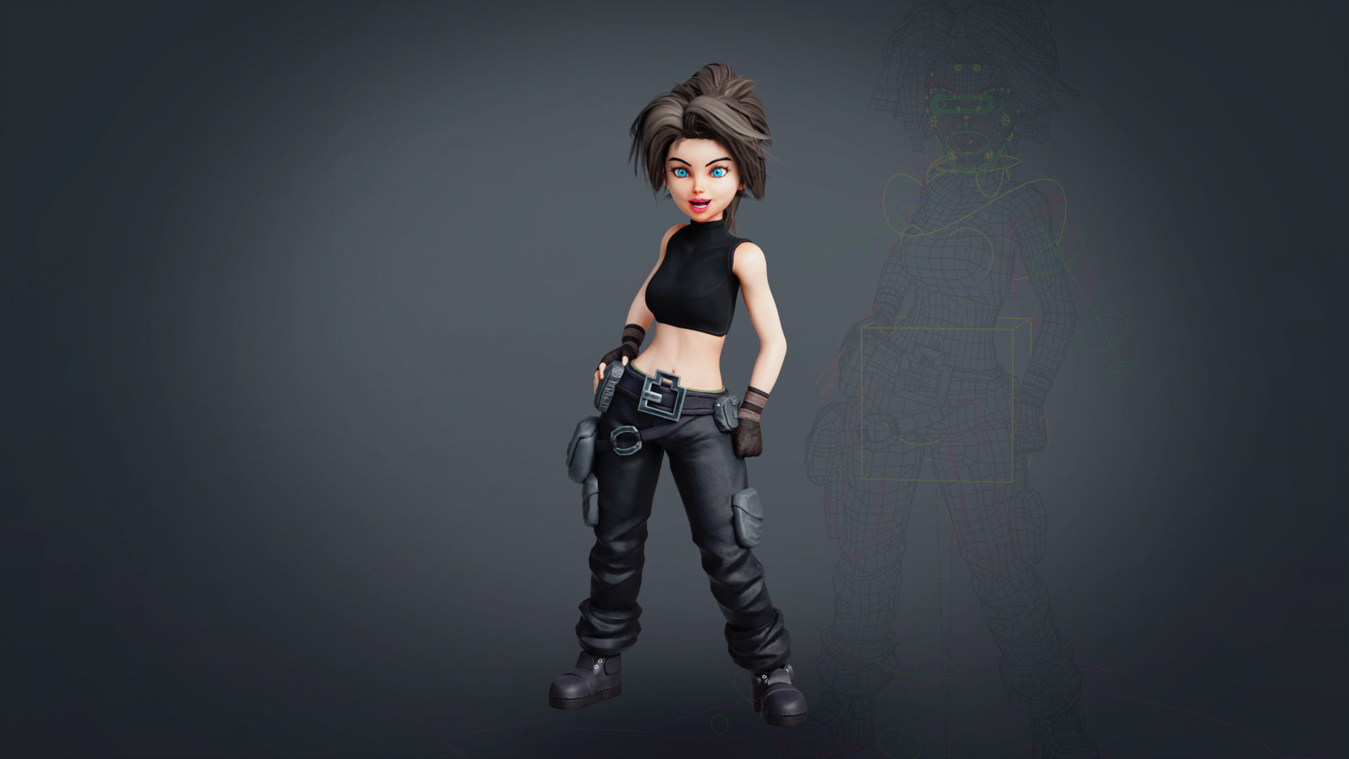 Fantasy Engineer 3D Female Character Model Low-poly 3D model_8