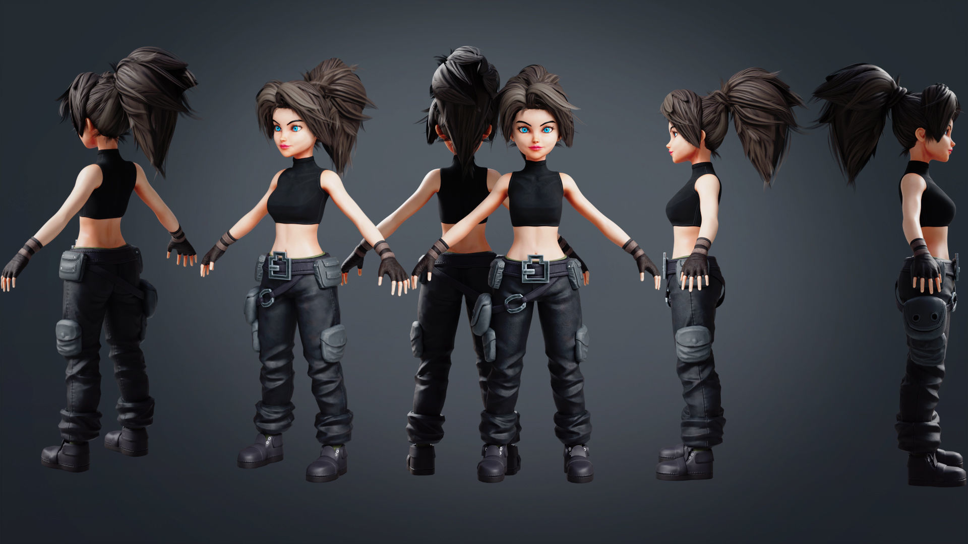 Fantasy Engineer 3D Female Character Model Low-poly 3D model_9