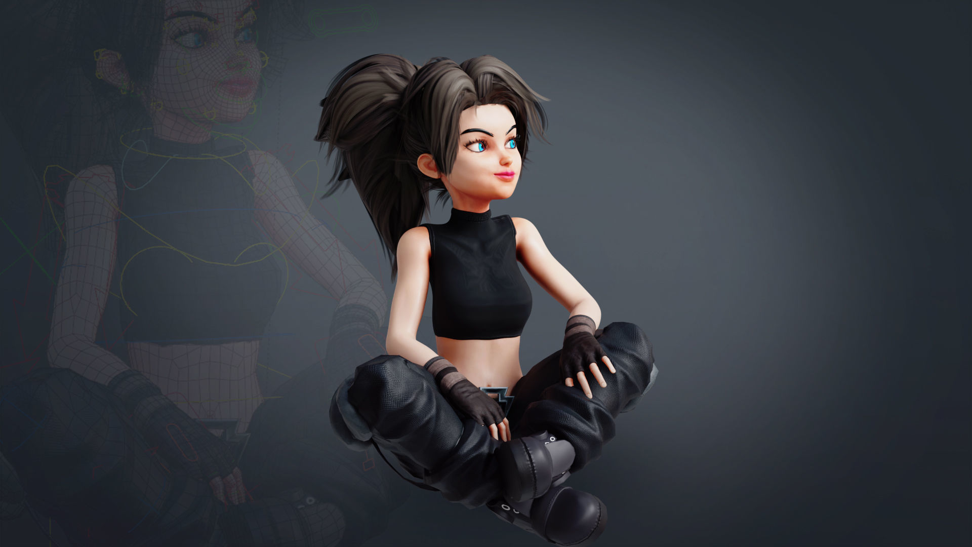 Fantasy Engineer 3D Female Character Model Low-poly 3D model_7