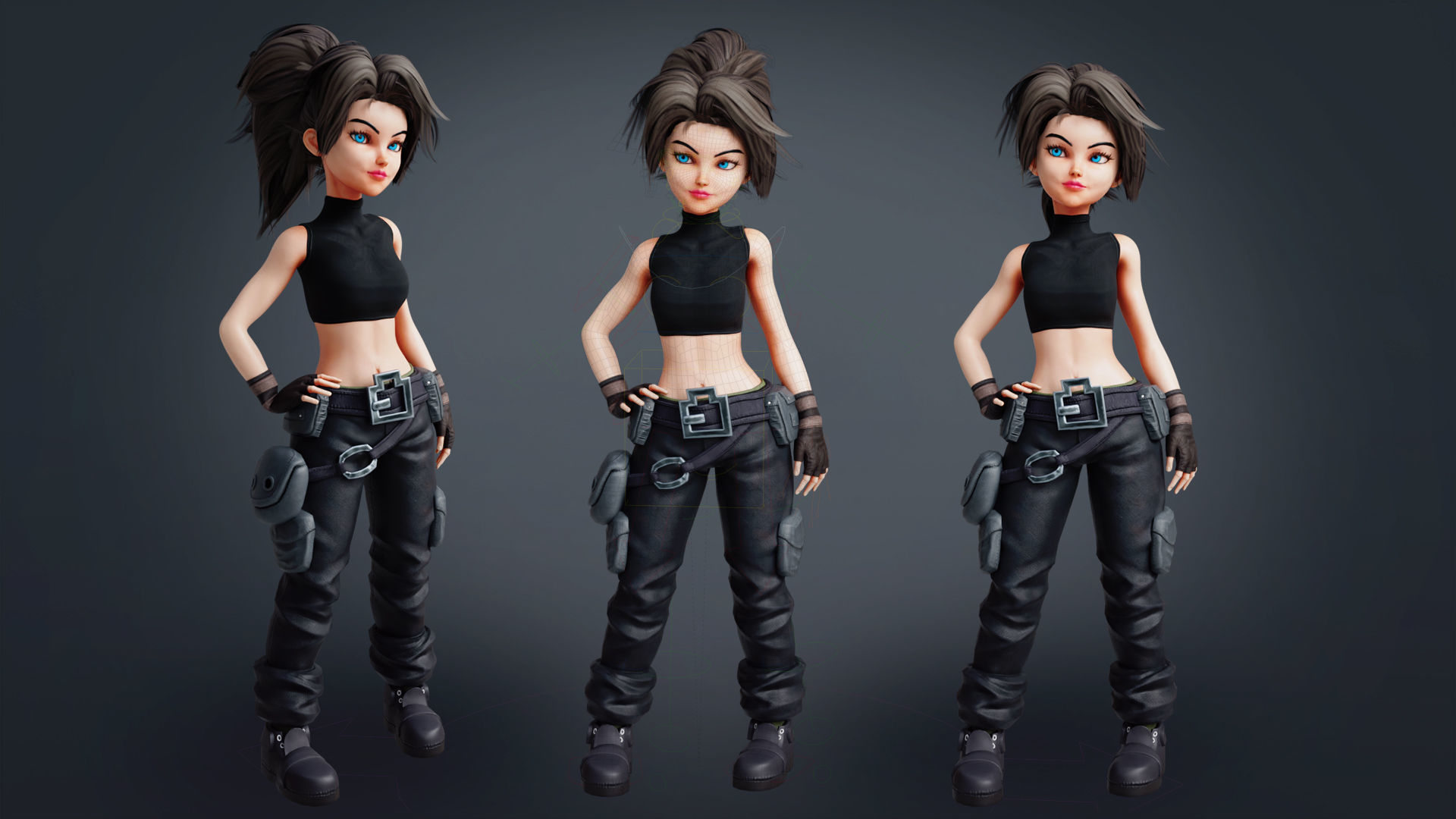 Fantasy Engineer 3D Female Character Model Low-poly 3D model_3