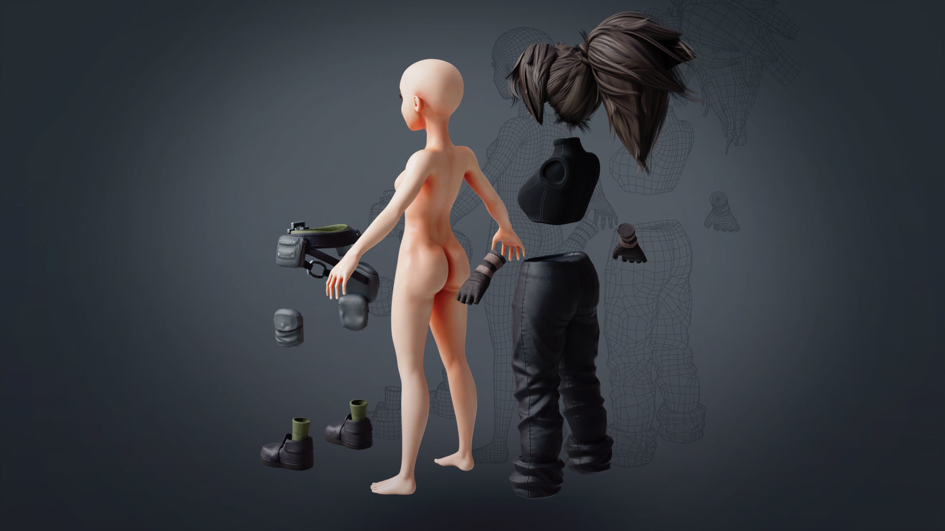 Fantasy Engineer 3D Female Character Model Low-poly 3D model_10