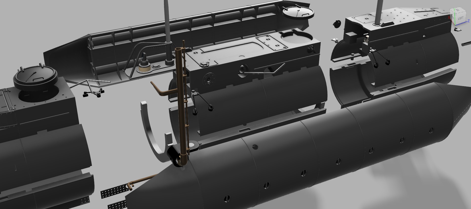 UK X-Craft midget submarine ww2 for rc - use  3D print model_10