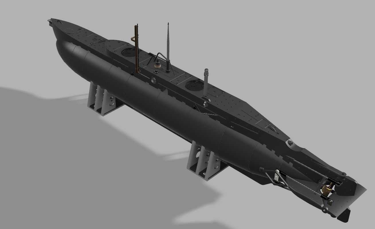 UK X-Craft midget submarine ww2 for rc - use  3D print model_4