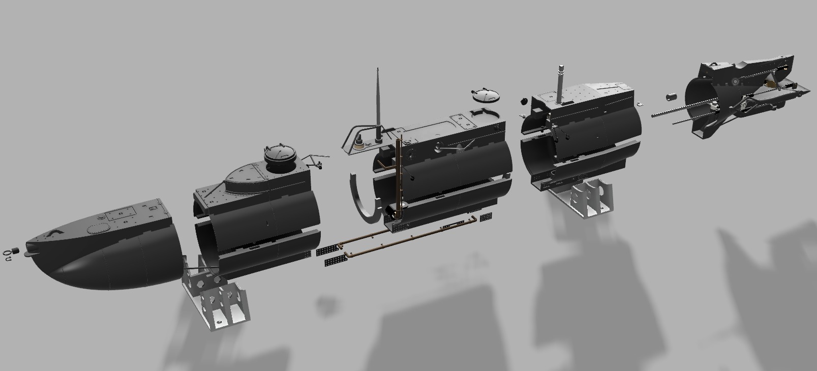 UK X-Craft midget submarine ww2 for rc - use  3D print model_11