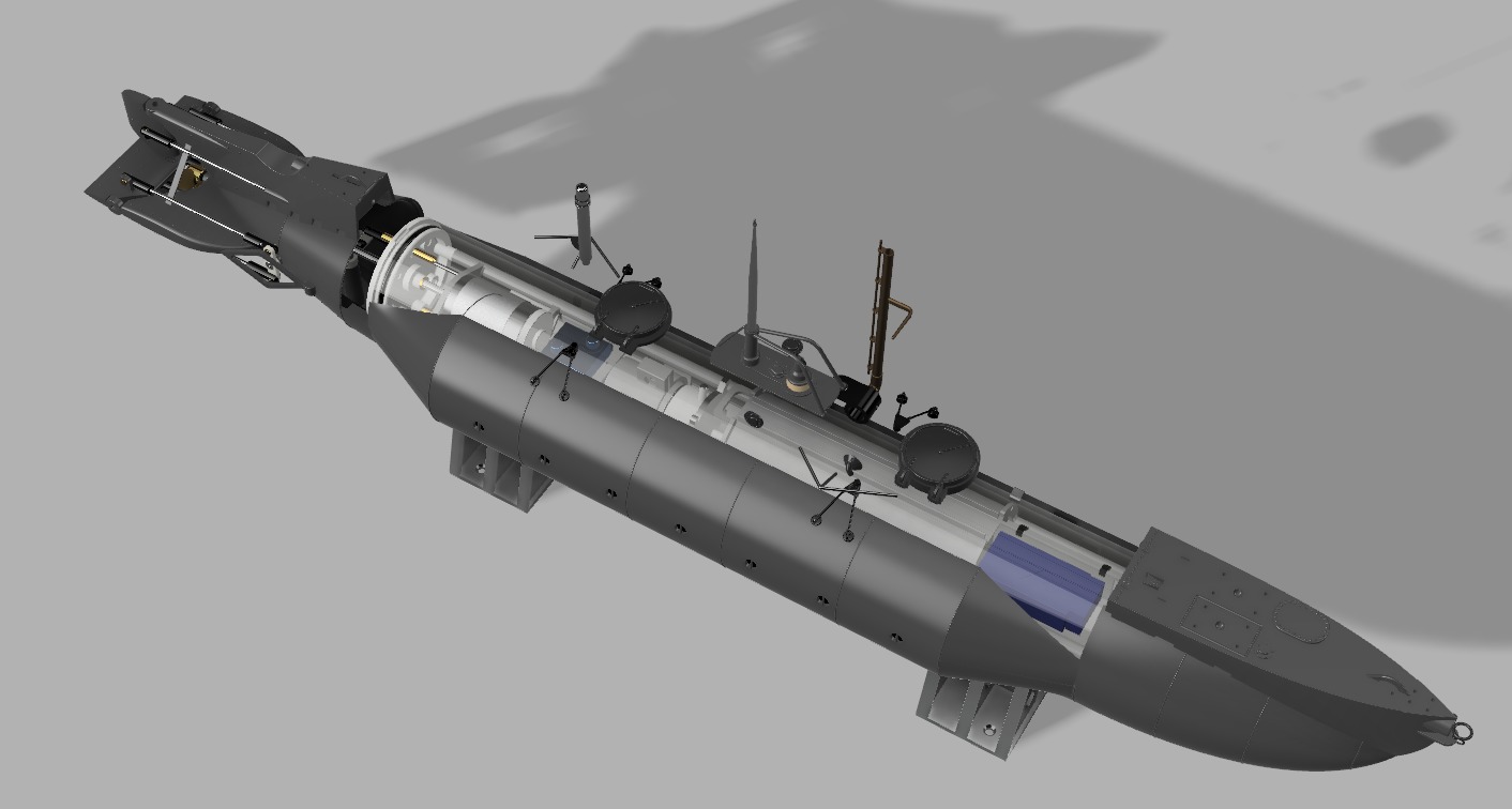 UK X-Craft midget submarine ww2 for rc - use  3D print model_7