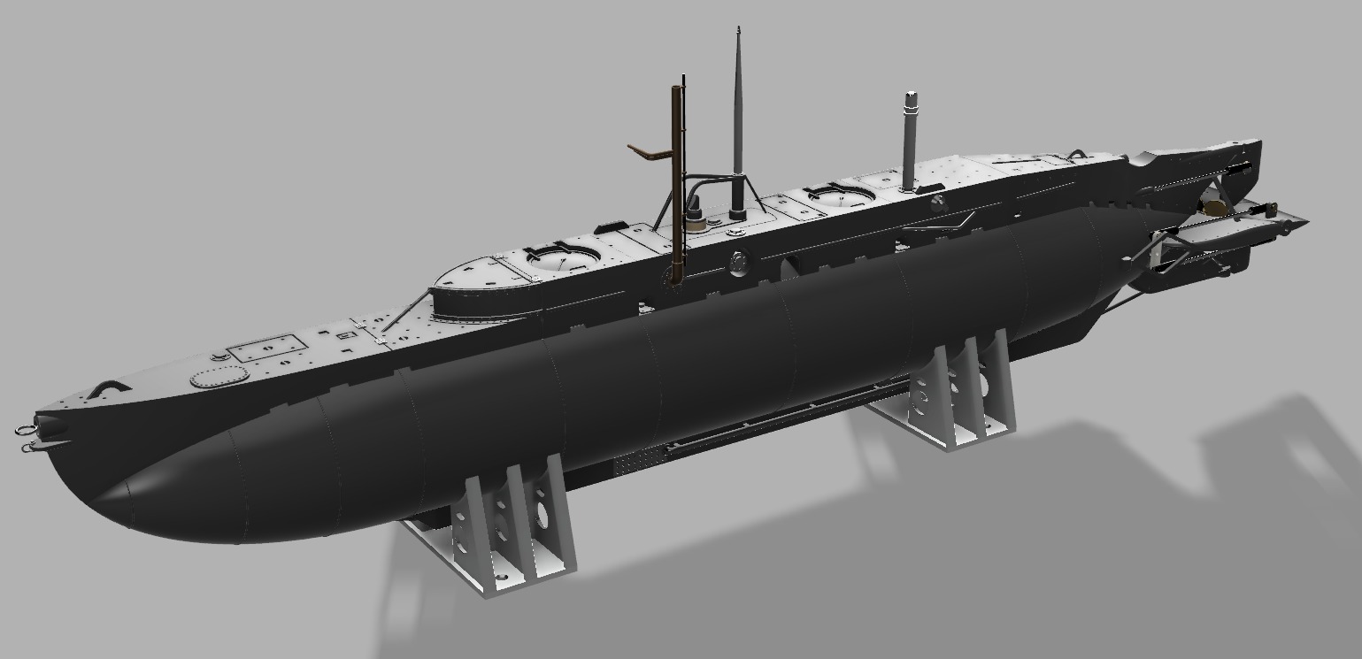 UK X-Craft midget submarine ww2 for rc - use  3D print model_5