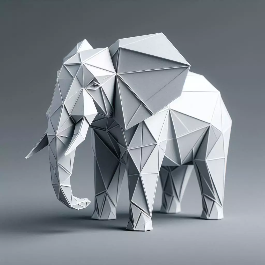 Origami Elephant 3D print model_0
