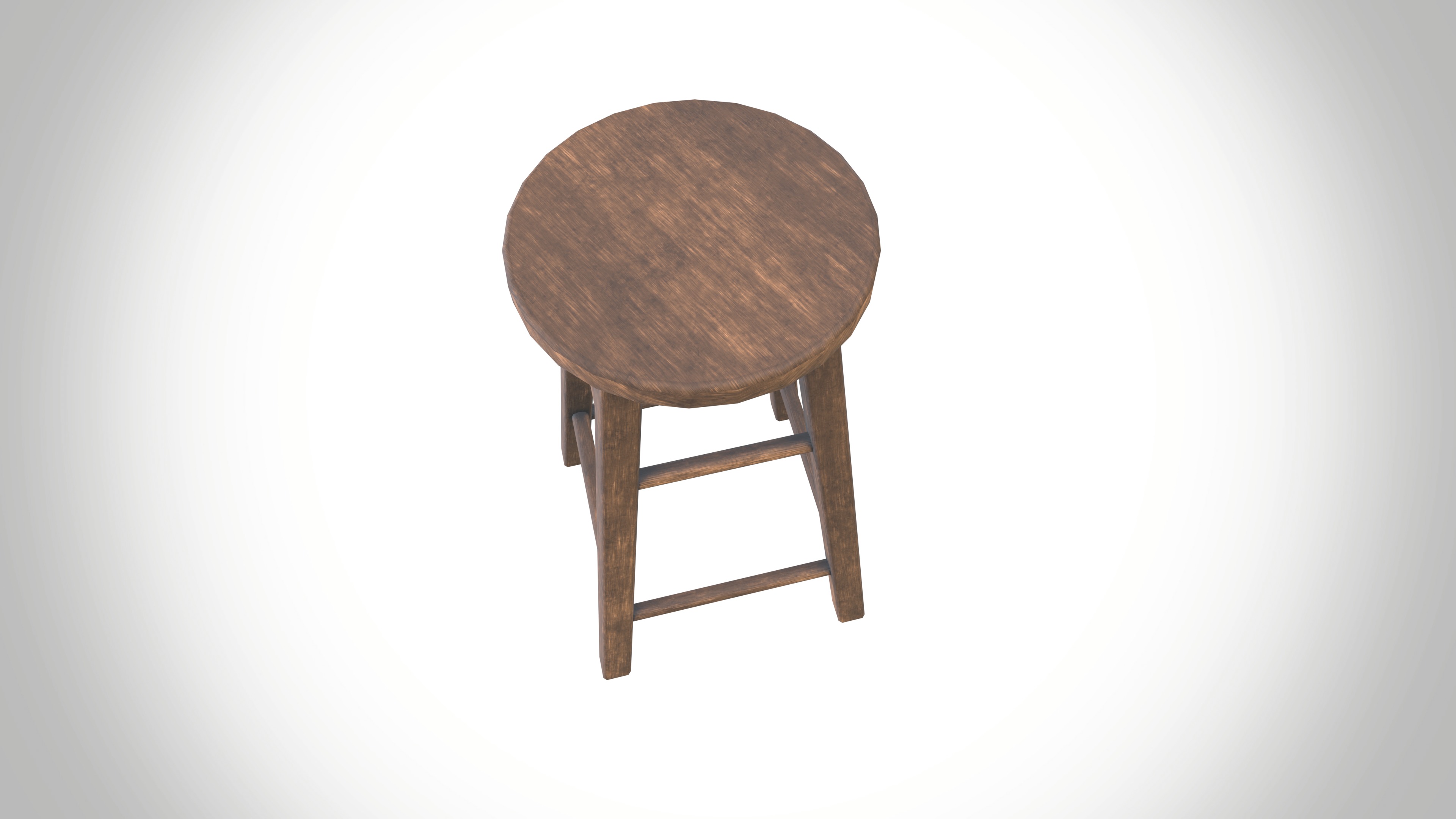 Wood Stool Low-poly 3D model_4