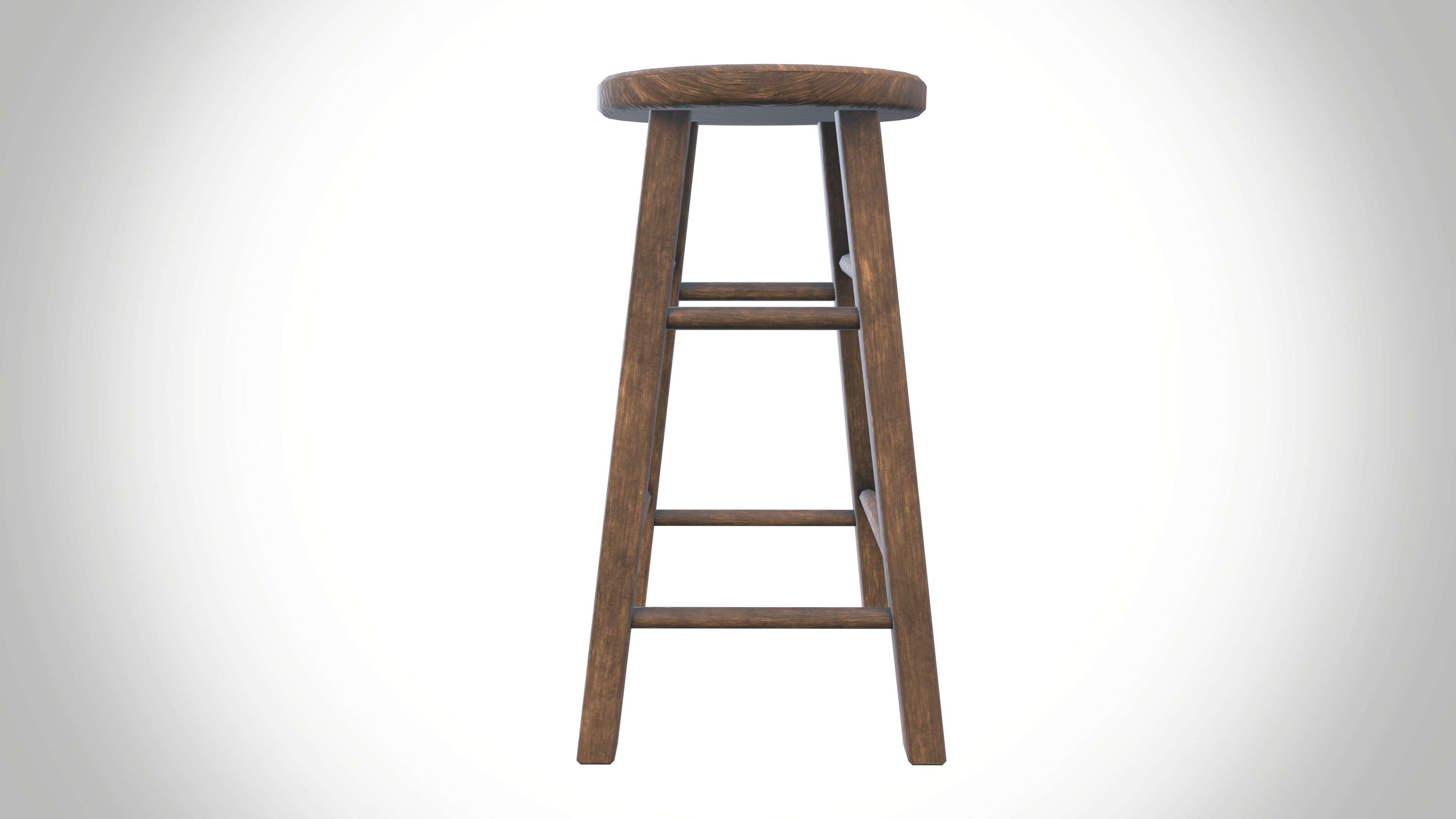 Wood Stool Low-poly 3D model_8