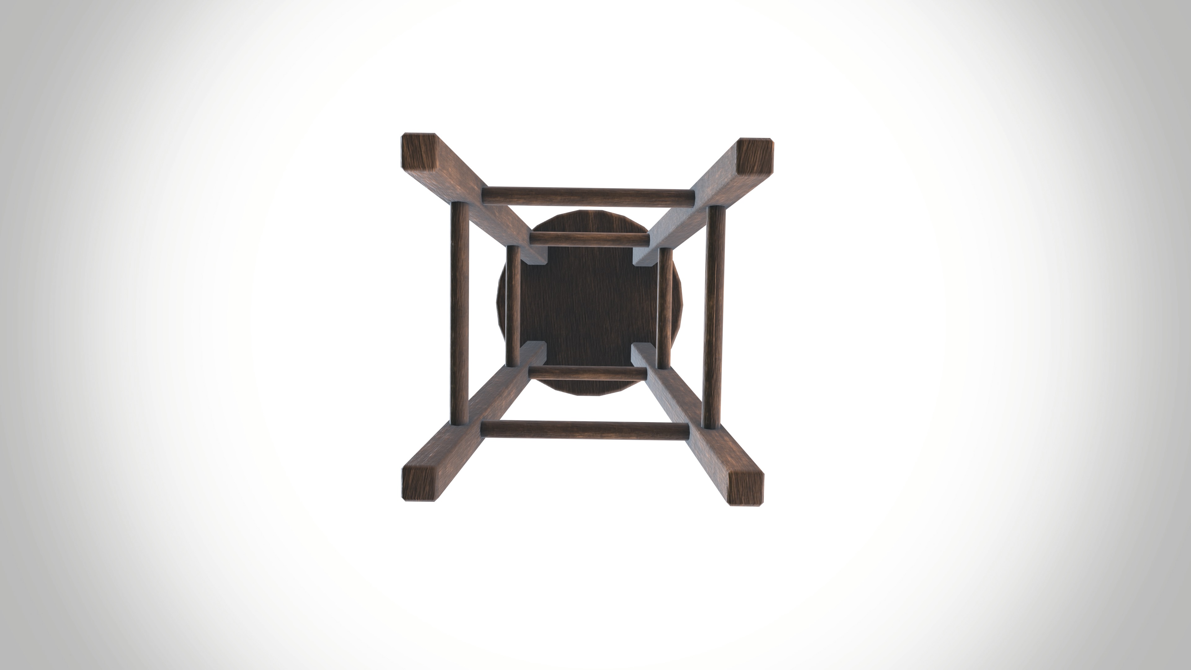 Wood Stool Low-poly 3D model_6