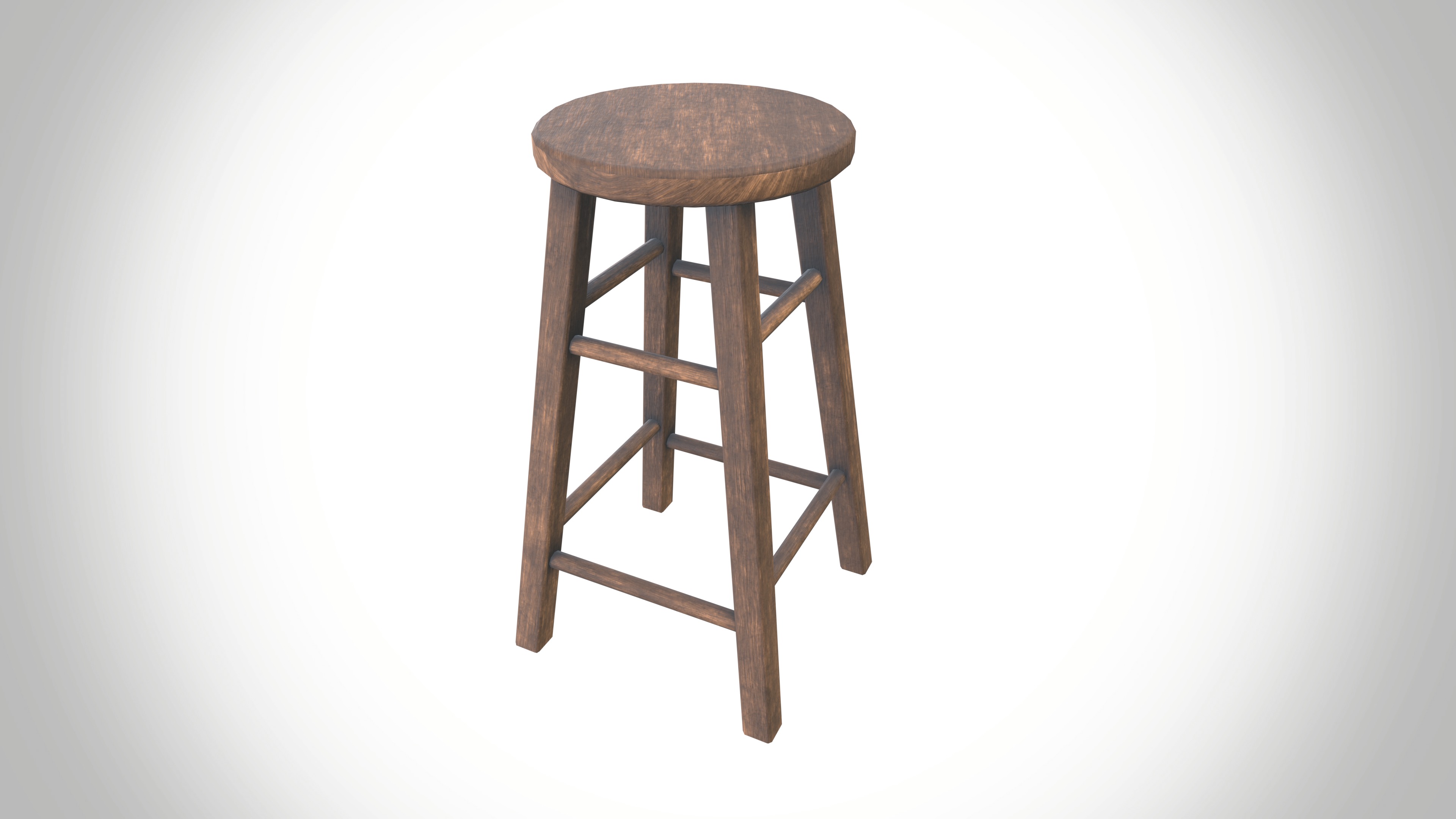 Wood Stool Low-poly 3D model_3