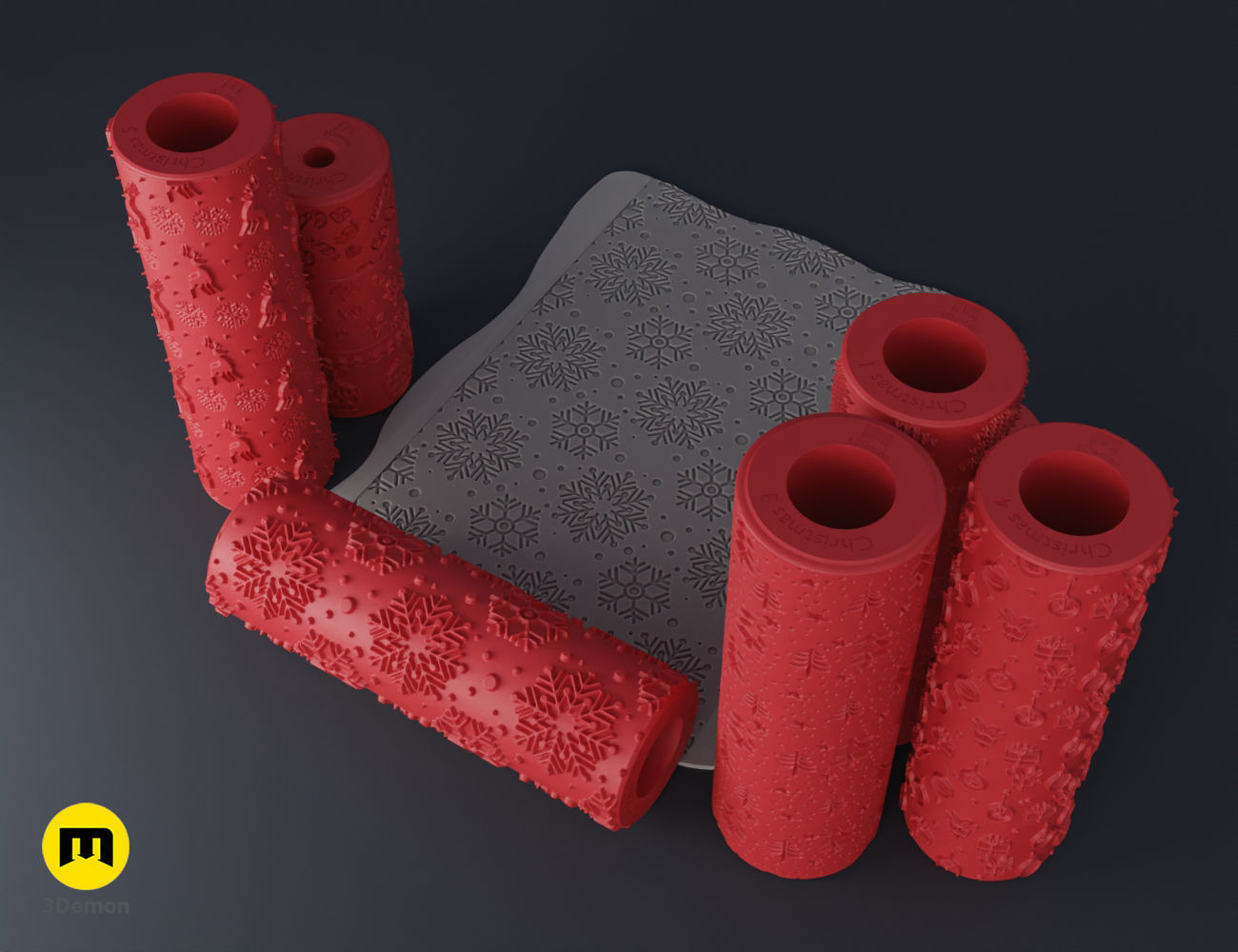Christmas Texture Rollers Free 3D print model_4