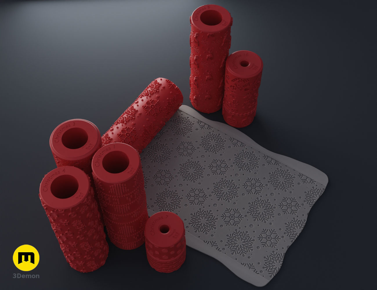 Christmas Texture Rollers Free 3D print model_3