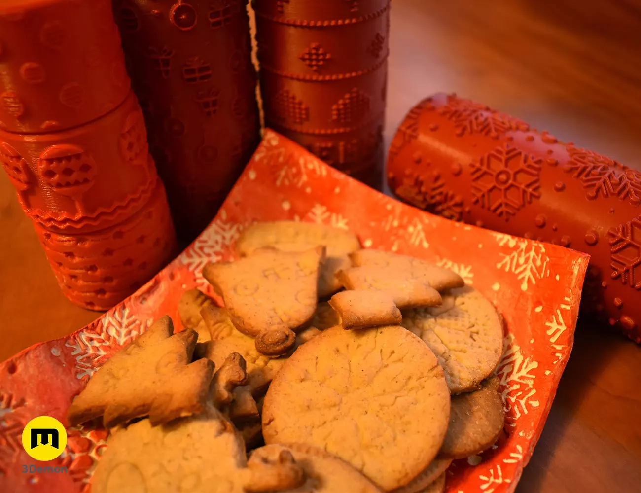 Christmas Texture Rollers Free 3D print model_0