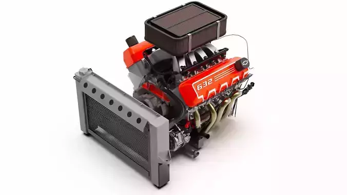 Chevrolet V8 632 Racing Engine Lowpoly Low-poly 3D model