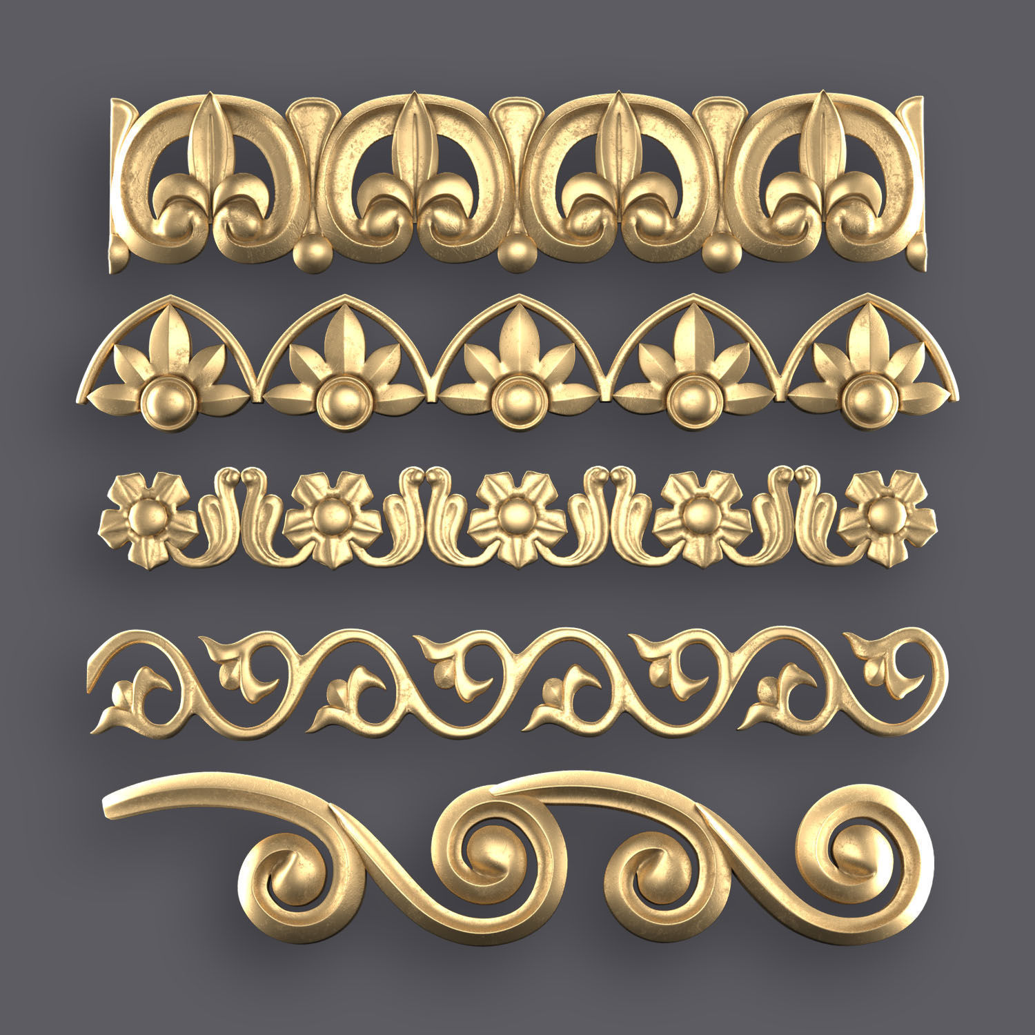 5 Borders Ornamental Pack 1 3D model_6