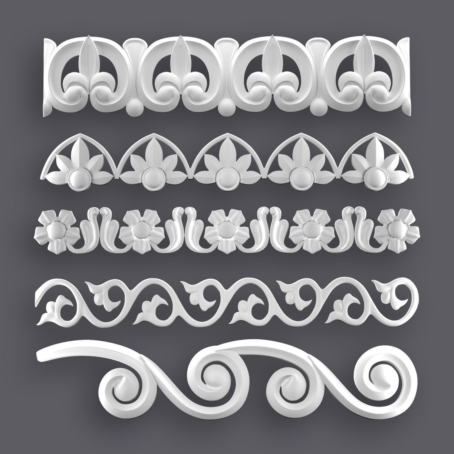 5 Borders Ornamental Pack 1 3D model_12