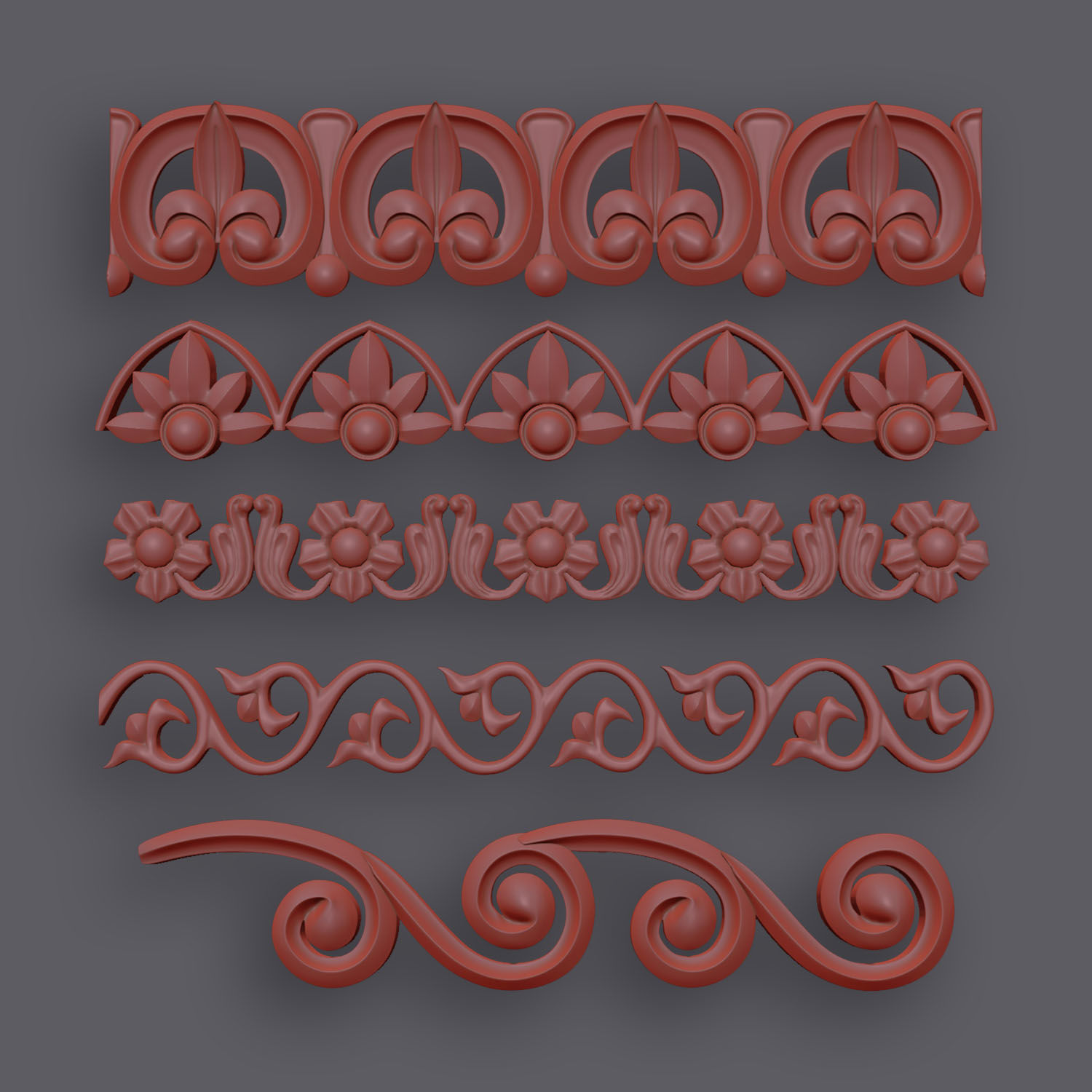 5 Borders Ornamental Pack 1 3D model_18