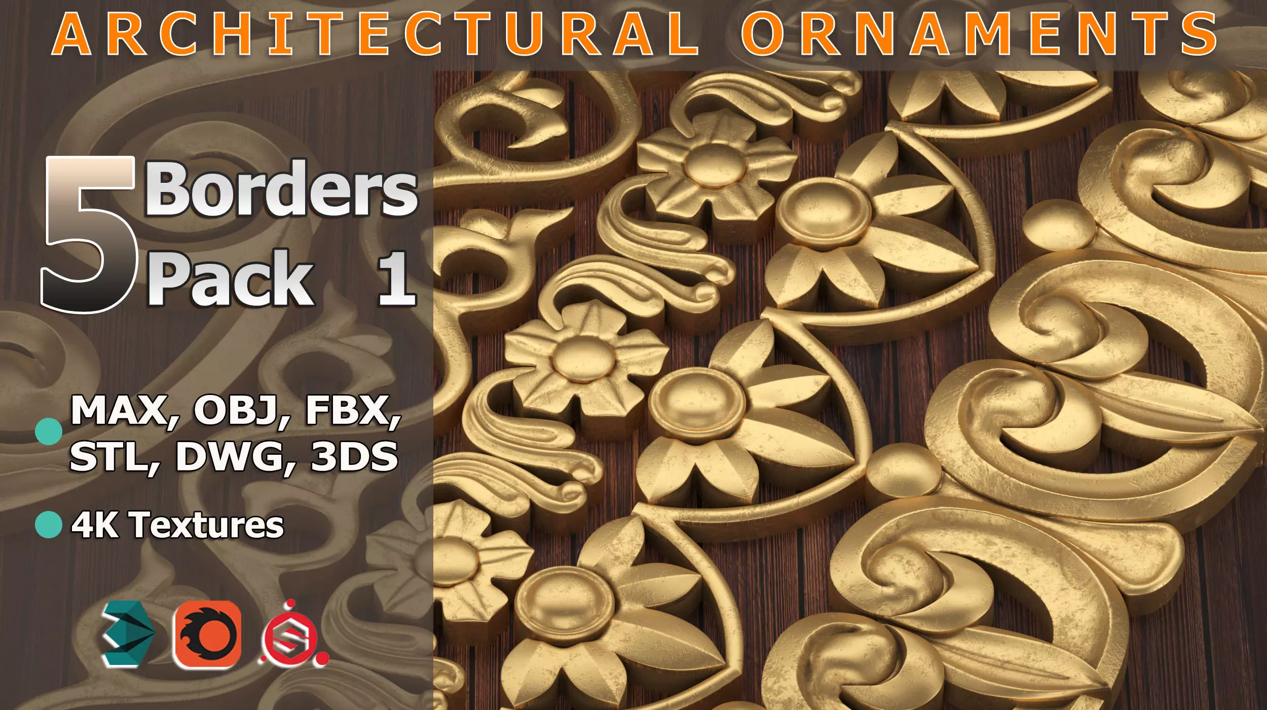 5 Borders Ornamental Pack 1 3D model_0