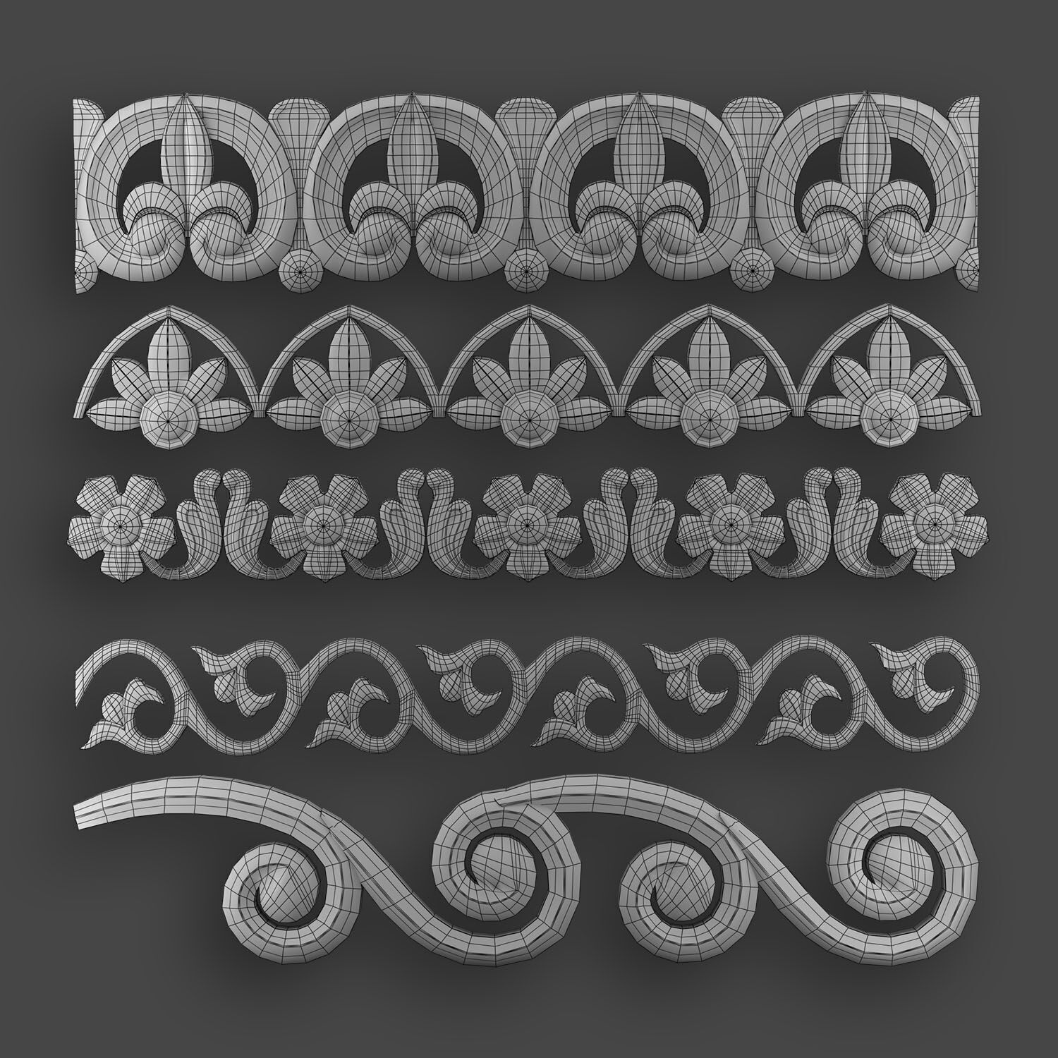 5 Borders Ornamental Pack 1 3D model_24
