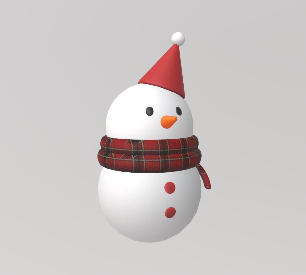Stylized Low-Poly Snowman Decoration Figure Set Low-poly 3D model_2